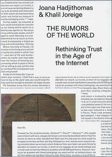 The Rumors of the World - Rethinking Trust in the Age of the Internet